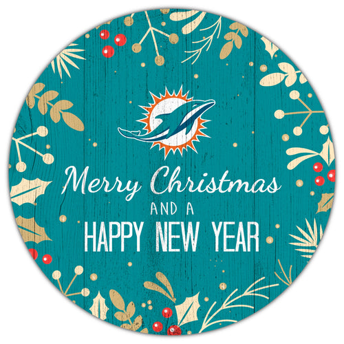 Miami Dolphins 1049-Merry Christmas & New Year 12in Circle