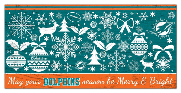 Miami Dolphins 1052-Merry and Bright 6x12