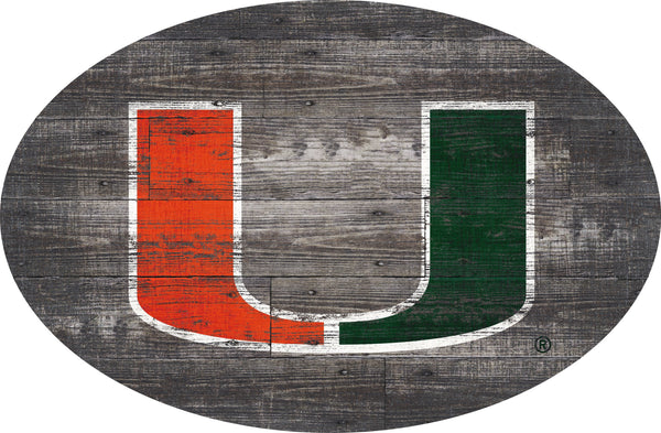 Miami Hurricanes 0773-46in Distressed Wood Oval
