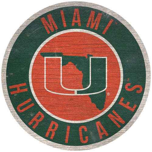 Miami Hurricanes 0866-12in Circle w/State