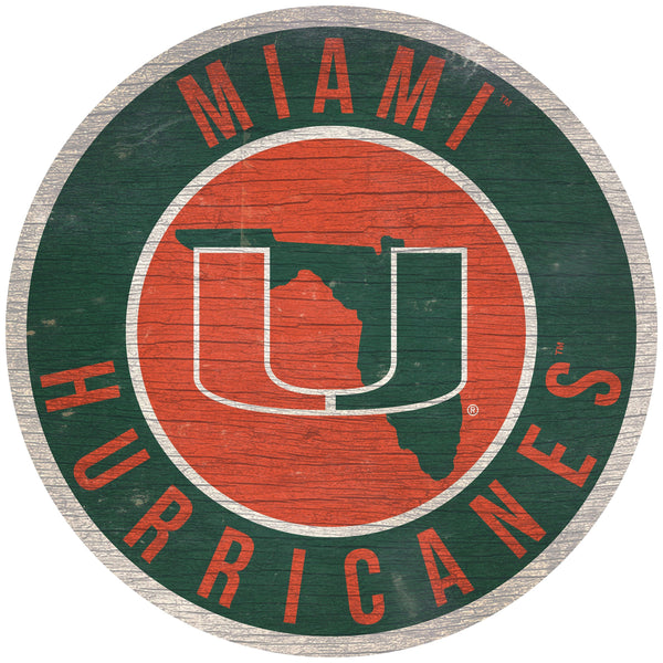 Miami Hurricanes 0866-12in Circle w/State