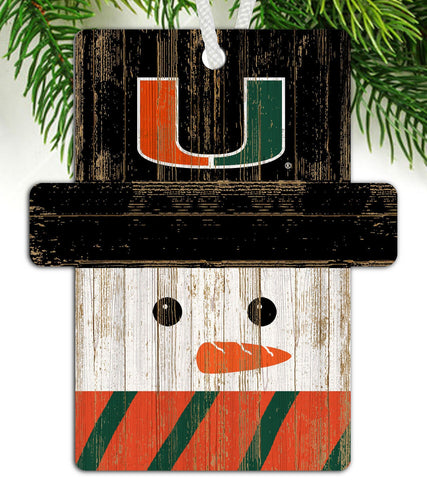 Miami Hurricanes 0980-Snowman Ornament 4.5in