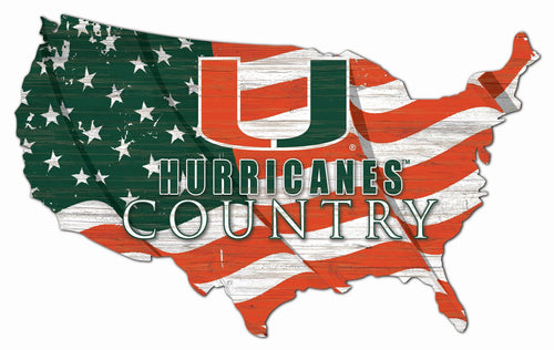 Miami Hurricanes 1001-USA Shape Flag Cutout