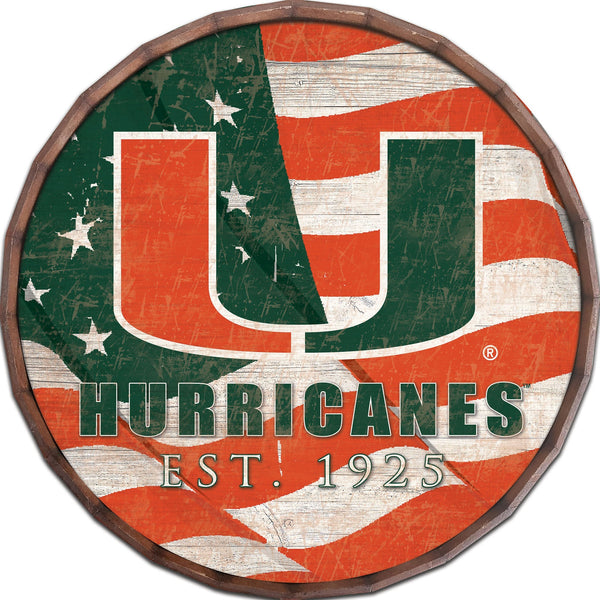 Miami Hurricanes 1002-Flag Barrel Top 16"