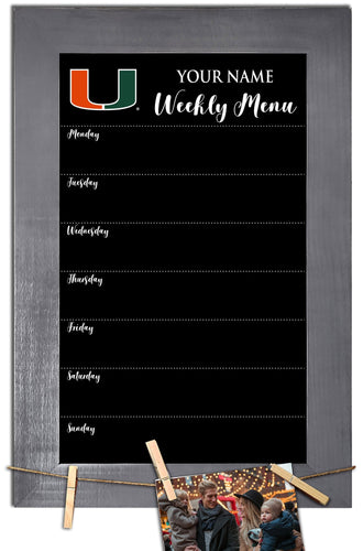 Miami Hurricanes 1015-Weekly Chalkboard with frame & clothespins