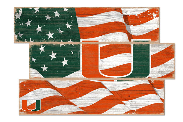 Miami Hurricanes 1028-Flag 3 Plank