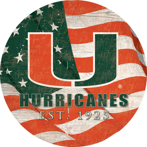 Miami Hurricanes 1058-Team Color Flag Circle - 12"