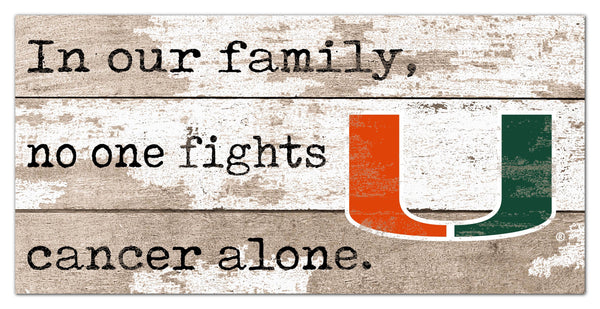 Miami Hurricanes 1094-6X12 In Our Family no one fights cancer alone (proceeds benefit cancer research)