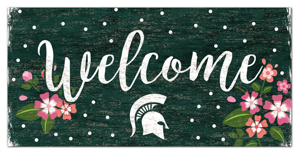 Michigan State Spartans 0964-Welcome Floral 6x12