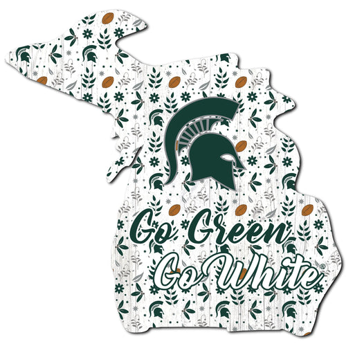 Michigan State Spartans 0974-Floral State - 12"