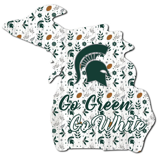 Michigan State Spartans 0974-Floral State - 12"