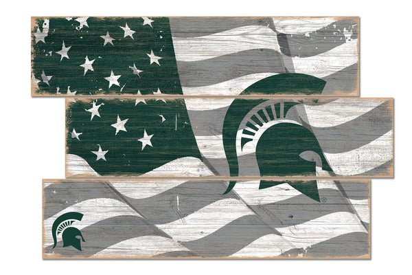 Michigan State Spartans 1028-Flag 3 Plank