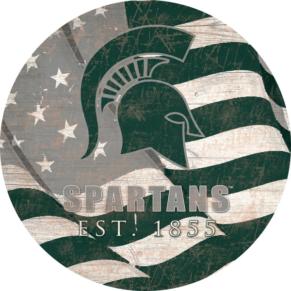 Michigan State Spartans 1058-Team Color Flag Circle - 12"