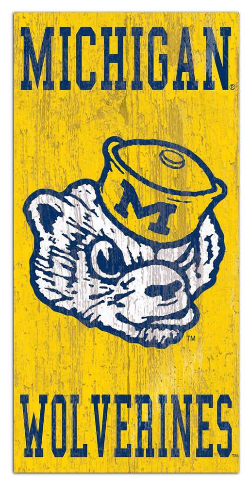 Michigan Wolverines 0786-Heritage Logo w/ Team Name 6x12