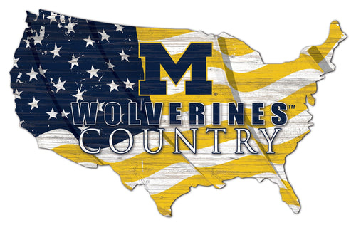 Michigan Wolverines 1001-USA Shape Flag Cutout