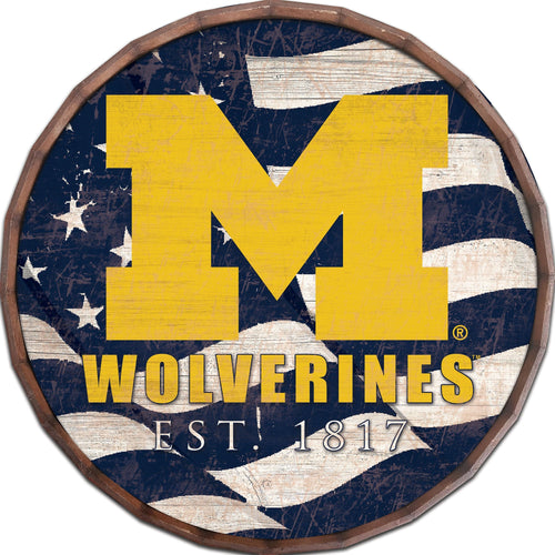 Michigan Wolverines 1002-Flag Barrel Top 16"