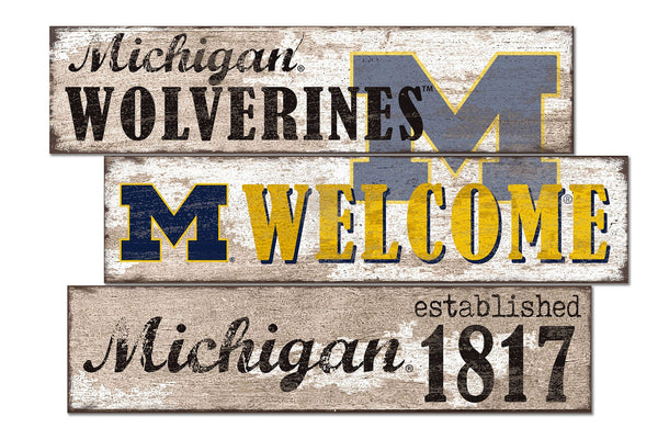 Michigan Wolverines 1027-Welcome 3 Plank