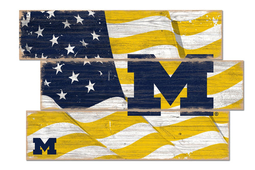 Michigan Wolverines 1028-Flag 3 Plank