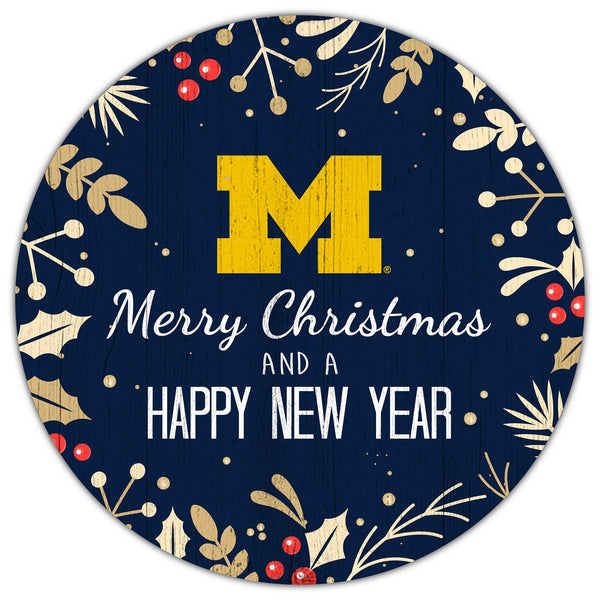 Michigan Wolverines 1049-Merry Christmas & New Year 12in Circle