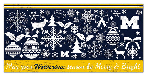 Michigan Wolverines 1052-Merry and Bright 6x12