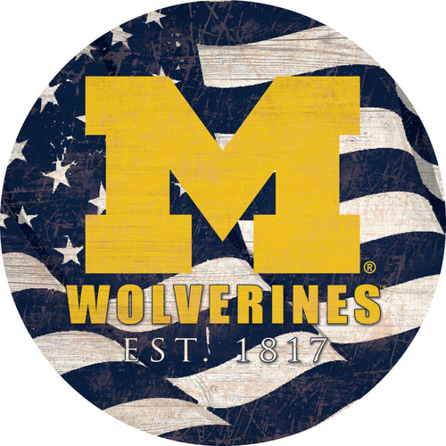 Michigan Wolverines 1058-Team Color Flag Circle - 12"