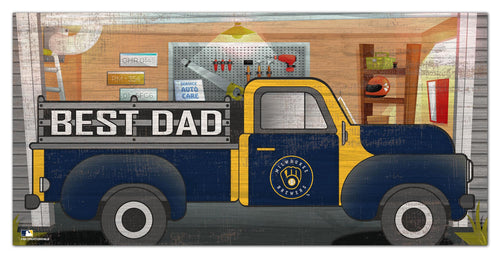 Milwaukee Brewers 1078-6X12 Best Dad truck sign