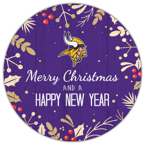 Minnesota Vikings 1049-Merry Christmas & New Year 12in Circle