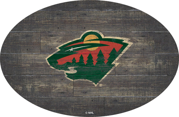 Minnesota Wild 0773-46in Distressed Wood Oval