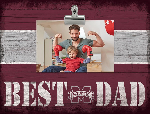 Mississippi State Bulldogs 2016-Best Dad Striped Clip Frame
