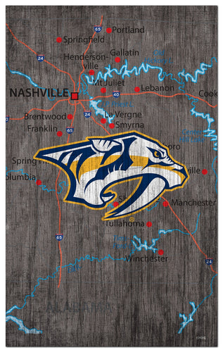 Nashville Predators 0985-City Map 11x19