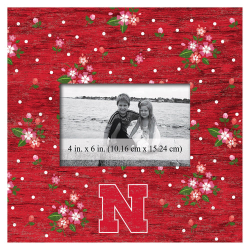 Nebraska Cornhuskers 0965-Floral 10x10 Frame