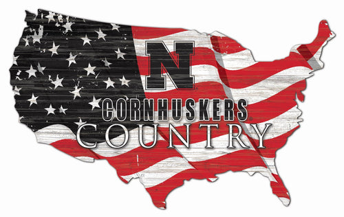 Nebraska Cornhuskers 1001-USA Shape Flag Cutout