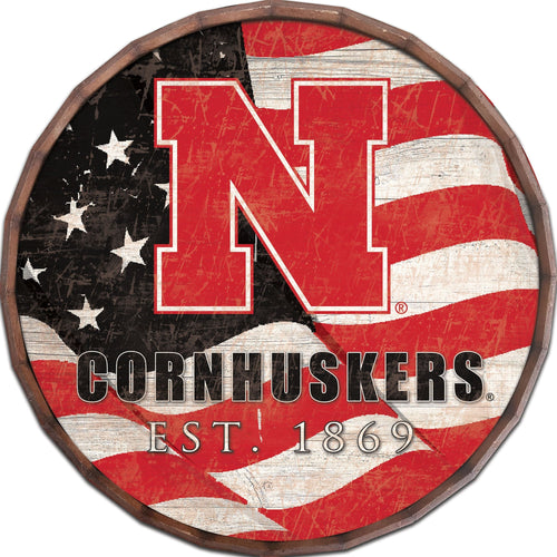 Nebraska Cornhuskers 1002-Flag Barrel Top 16"