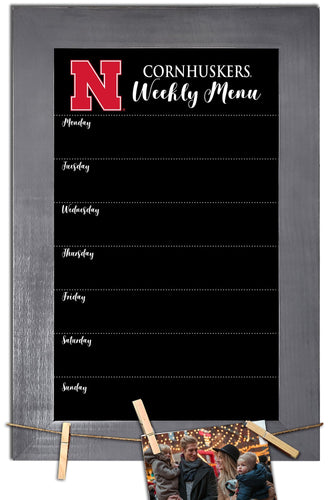 Nebraska Cornhuskers 1015-Weekly Chalkboard with frame & clothespins