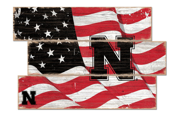 Nebraska Cornhuskers 1028-Flag 3 Plank