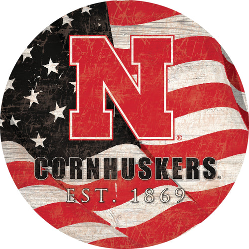 Nebraska Cornhuskers 1058-Team Color Flag Circle - 12"