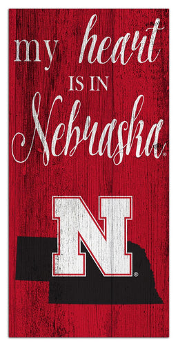 Nebraska Cornhuskers 2029-6X12 My heart state sign