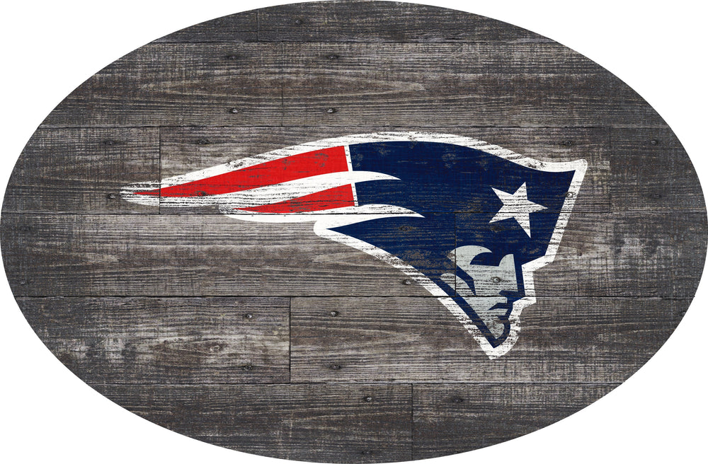 New England Patriots 0773-46in Distressed Wood Oval