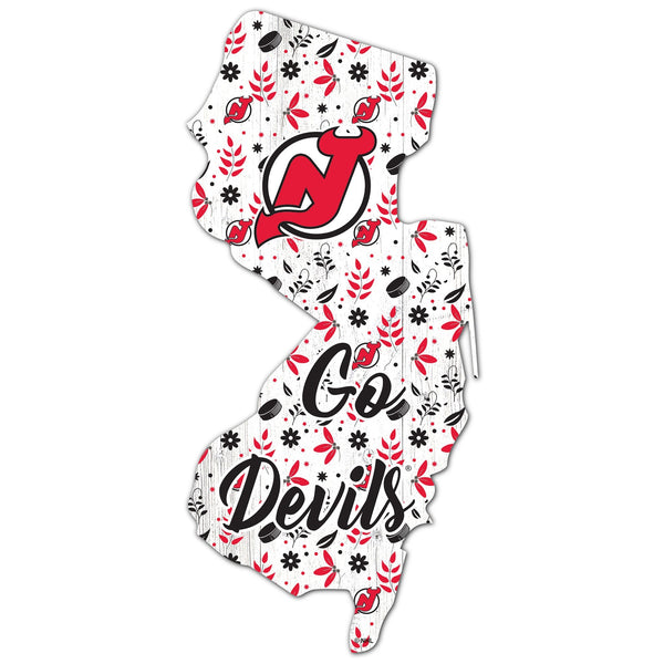 New Jersey Devils 0974-Floral State - 12"