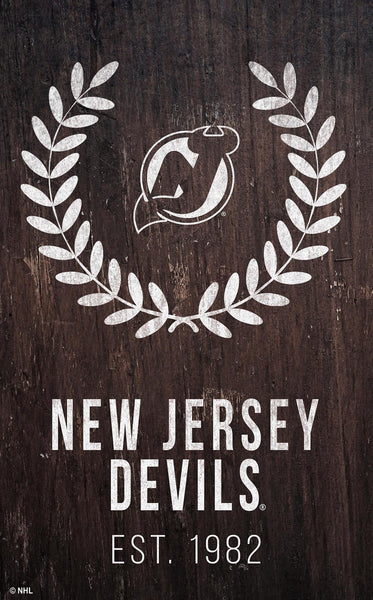 New Jersey Devils 0986-Laurel Wreath 11x19