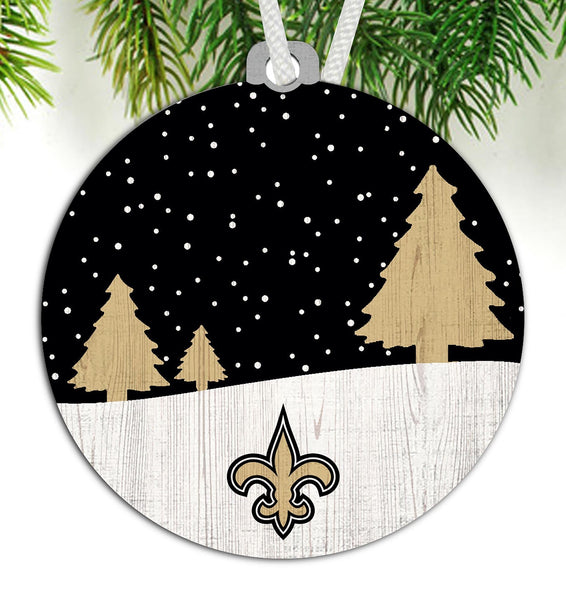 New Orleans Saints 0978-Ornament Snow Scene Round 3.5in