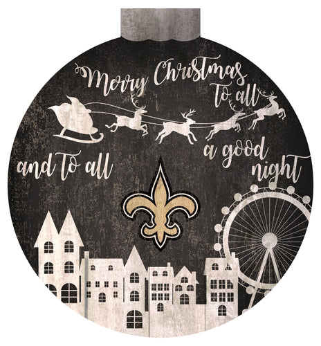 New Orleans Saints 1033-Christmas Village 12in Wall Art