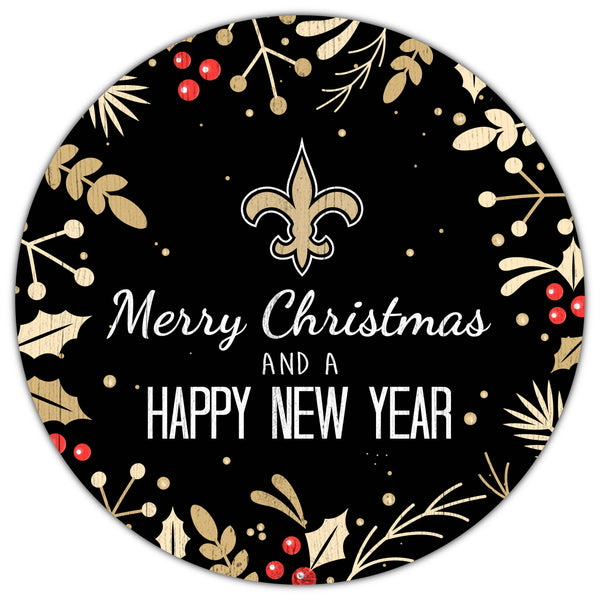 New Orleans Saints 1049-Merry Christmas & New Year 12in Circle