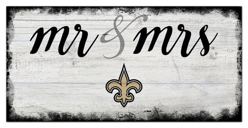 New Orleans Saints 1074-Script Mr & Mrs 6x12
