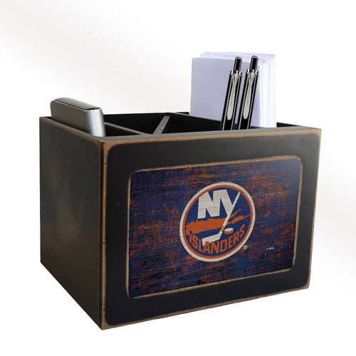 New York Islanders 0767-Distressed Desktop Organizer w/ Team Color