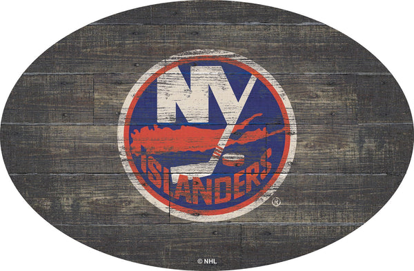 New York Islanders 0773-46in Distressed Wood Oval