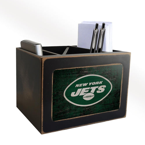 New York Jets 0767-Distressed Desktop Organizer w/ Team Color