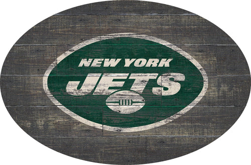 New York Jets 0773-46in Distressed Wood Oval