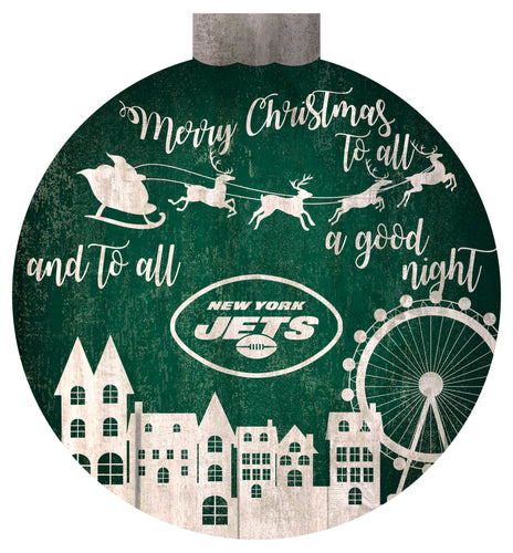 New York Jets 1033-Christmas Village 12in Wall Art
