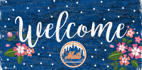 New York Mets 0964-Welcome Floral 6x12